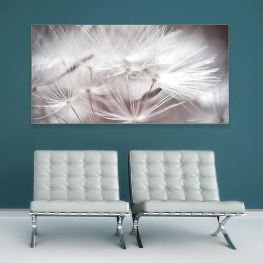 Akustikbild mit Pusteblumen Motiv als dekoratives Schallabsorber Wandbild