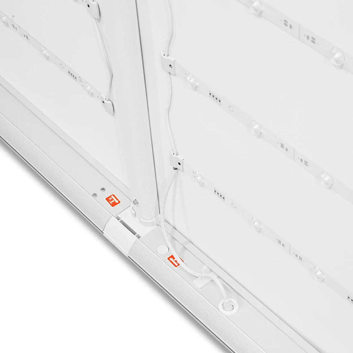 Detailansicht der LED-Leisten der LED Messewand Lightbox Backlight Wall 2go