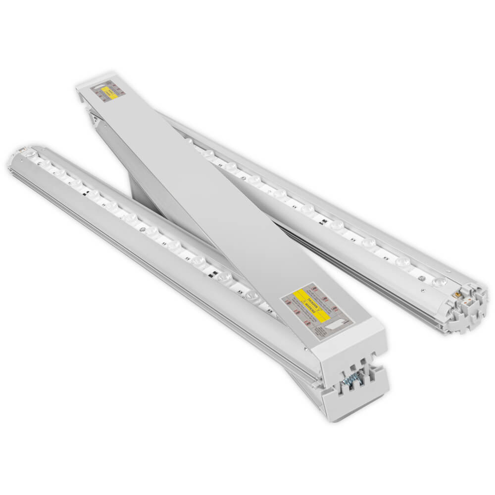 Zusammengefalteter Rahmen der beleuchteten Messestele Lightbox Fold 2go ohne Textilbespannung vor weißem Hintergrund