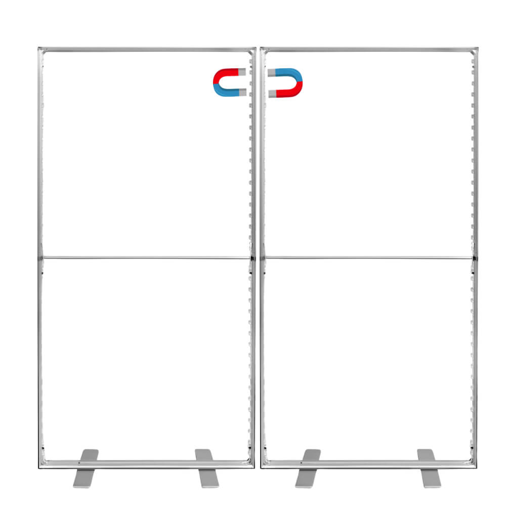 Magnetische Verbindung der beleuchteten Messestele Lightbox Flex 2go ohne Textilbespannung