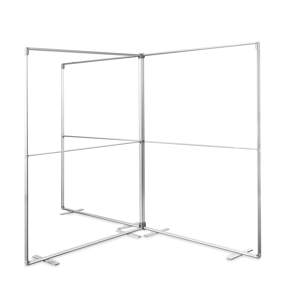 3 Rahmen des Messesystems Expo Flex 2go verbunden mit Steckverbindungen ohne Textilbespannung