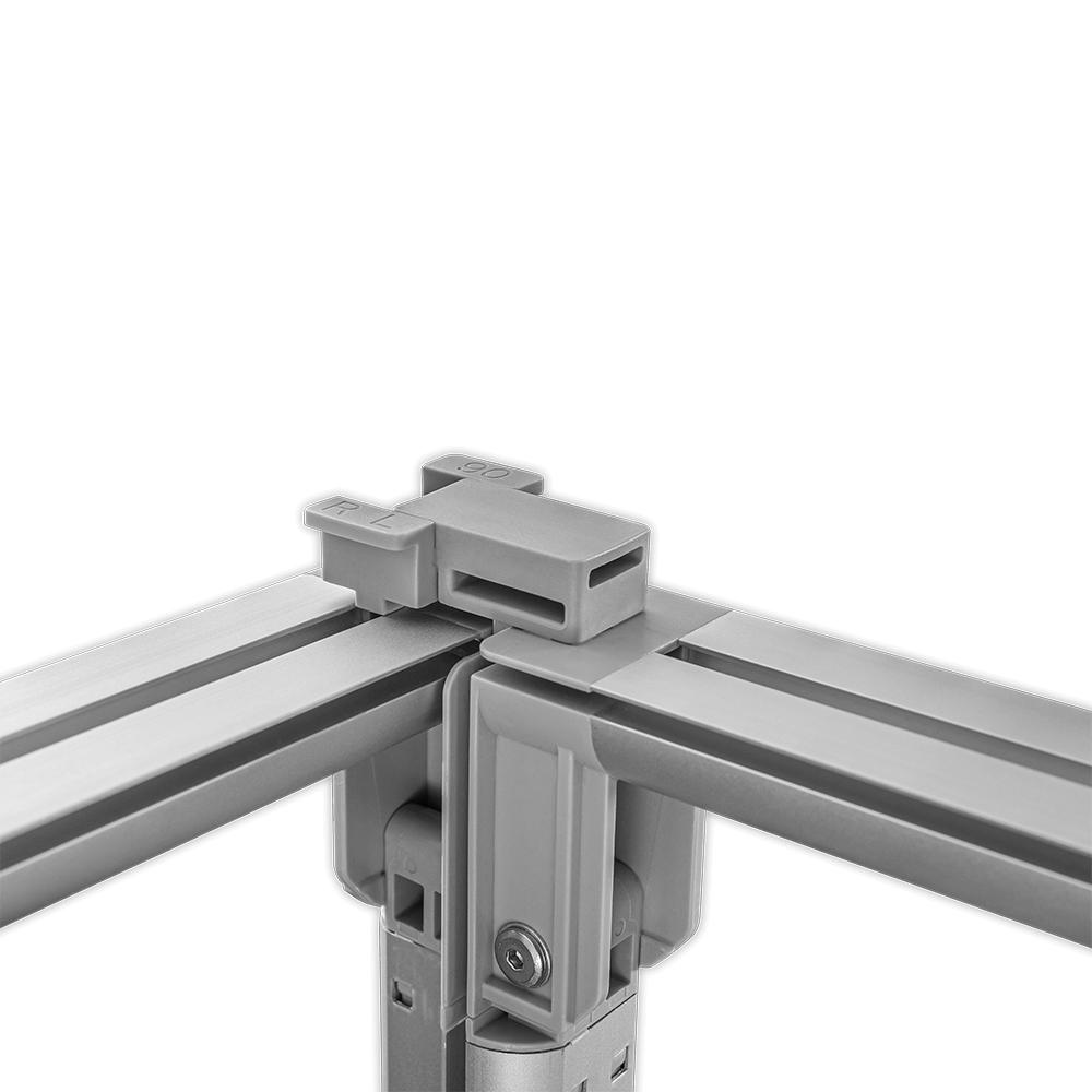 Profilverbinder oben der unbeleuchteten Messewand Expo Flex 2go ohne Textilbespannung