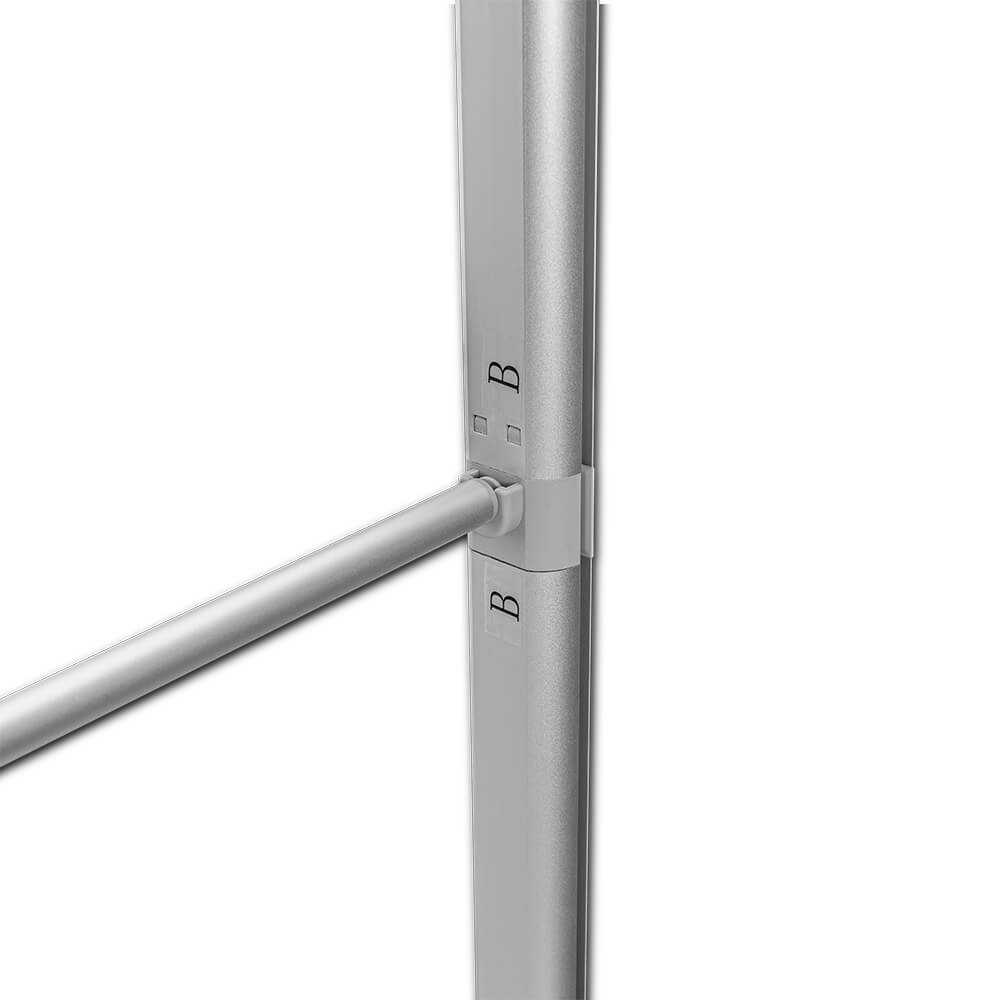 Stabilisator der unbeleuchteten Messewand Expo Flex 2go ohne Textilbespannung vor weißem Hintergrund