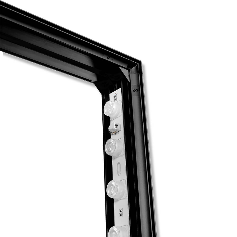 LEDs der beleuchteten Messestele Lightbox Flex 2go ohne Textilbespannung