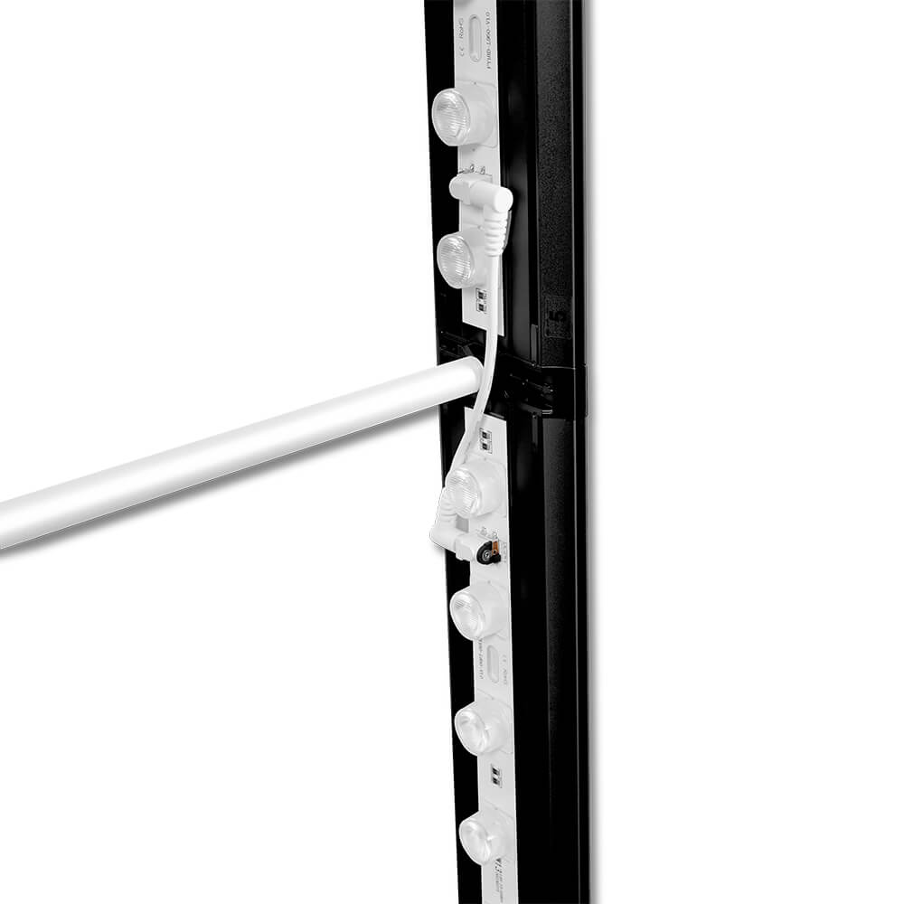 Stabilisator Verbindung der beleuchteten Messestele Lightbox Flex 2go ohne Textilbespannung