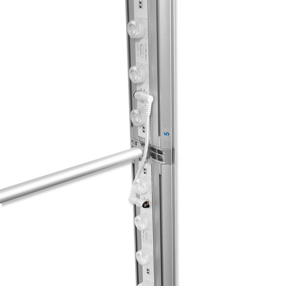 Stabilisator Verbindung der beleuchteten Messestele Lightbox Flex 2go ohne Textilbespannung