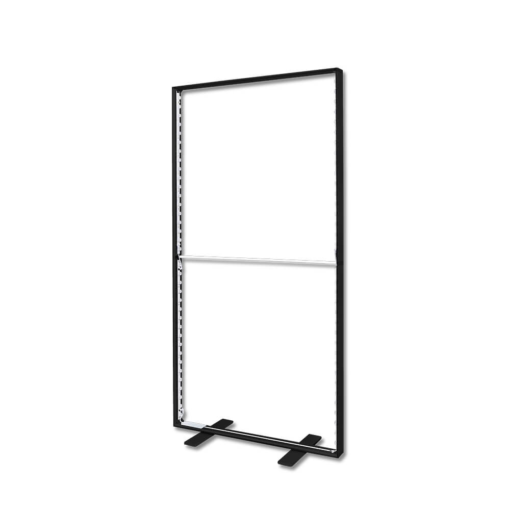 Schwarzer Rahmen der beleuchteten Messestele Lightbox Flex 2go ohne Textilbespannung