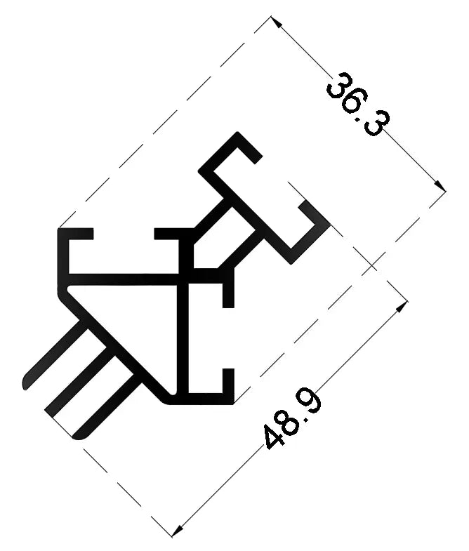 Technische Zeichnung des CUBE solid Spannrahmenprofils