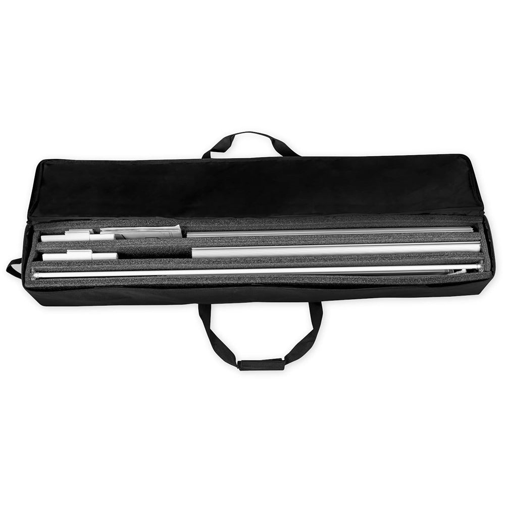 Geöffnete Transporttasche des XL-Erweiterungssets des Messesystems Lightbox Pro 2go