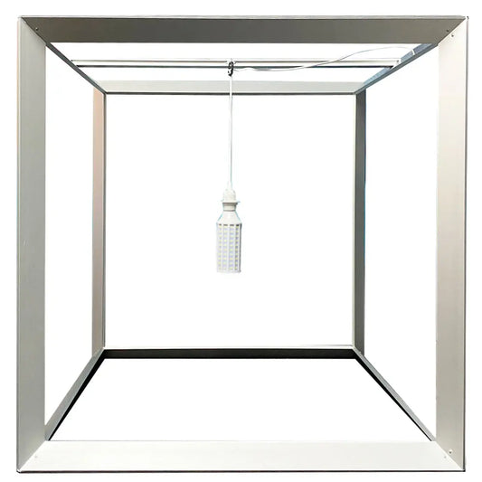 Deckenhänger aus Cube light Profilen mit 360° Beleuchtung, ohne Textil