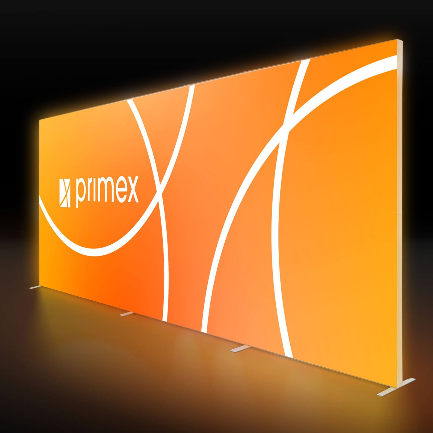 LED Messewand Lightbox Backlight Wall 2go mit leuchtendem Textildruck und freistehendem Aluminiumrahmen.