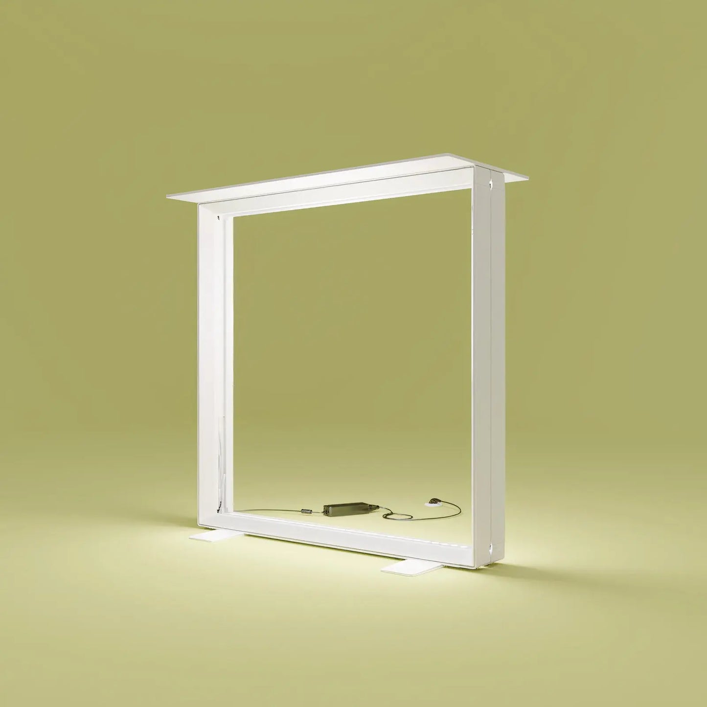 Pixlip GO Counter S Rahmen von Primex ohne Stoffbanner , mit weißer Ablagefläche.