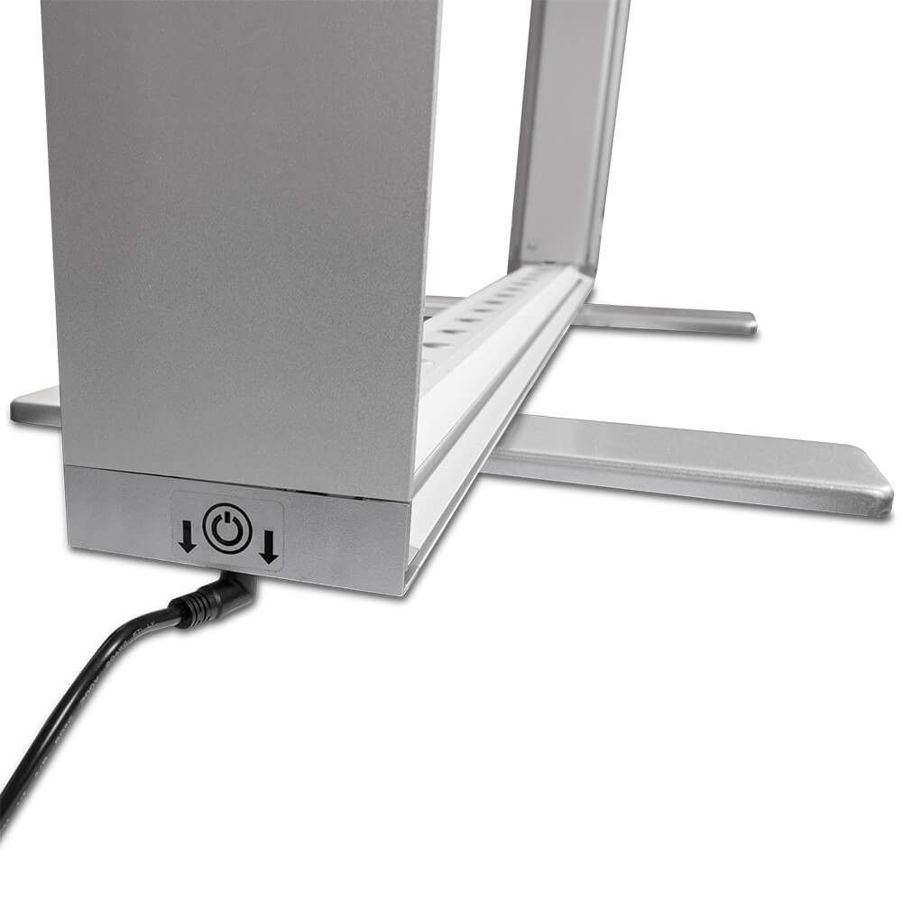 Aluminiumrahmen mit LED-Beleuchtung und Anschlusskabel für Messestände