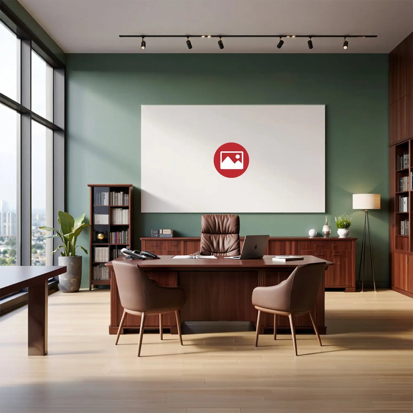 27mm Textilspannrahmen mit individuellem Motiv im Bürobereich.“