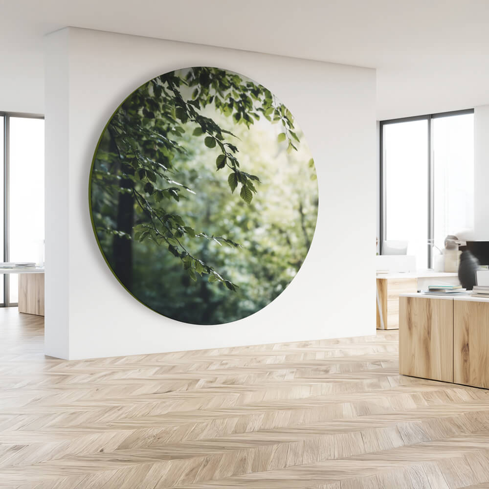 Rundes SILMEA Round Akustikbild als gestalterisches Element in moderner Innenarchitektur und Objektplanung