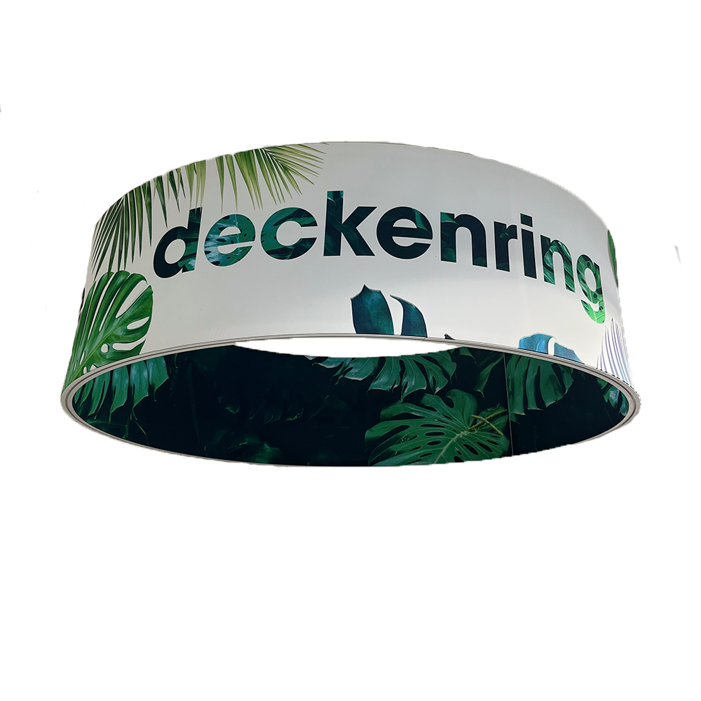 Runder Messe Deckenring "Pro" mit Werbefläche Innen und Außen, aus formstabilem Aluspannrahmen