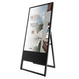 Digital Signage system TV werbestele in schwarz für Messestände und Hotel