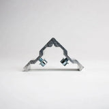 Eckverbinder für 150 mm Textilspannrahmen zur stabilen Verbindung von Aluminiumprofilen und Spannrahmen.