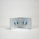 Eckverbinder für 55 mm Textilspannrahmen zur stabilen Verbindung von Aluminiumprofilen für langlebige Spannrahmen.