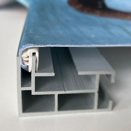 Klemmleiste statt Keder verwenden, für schnelles Einspannen von Textilien. 