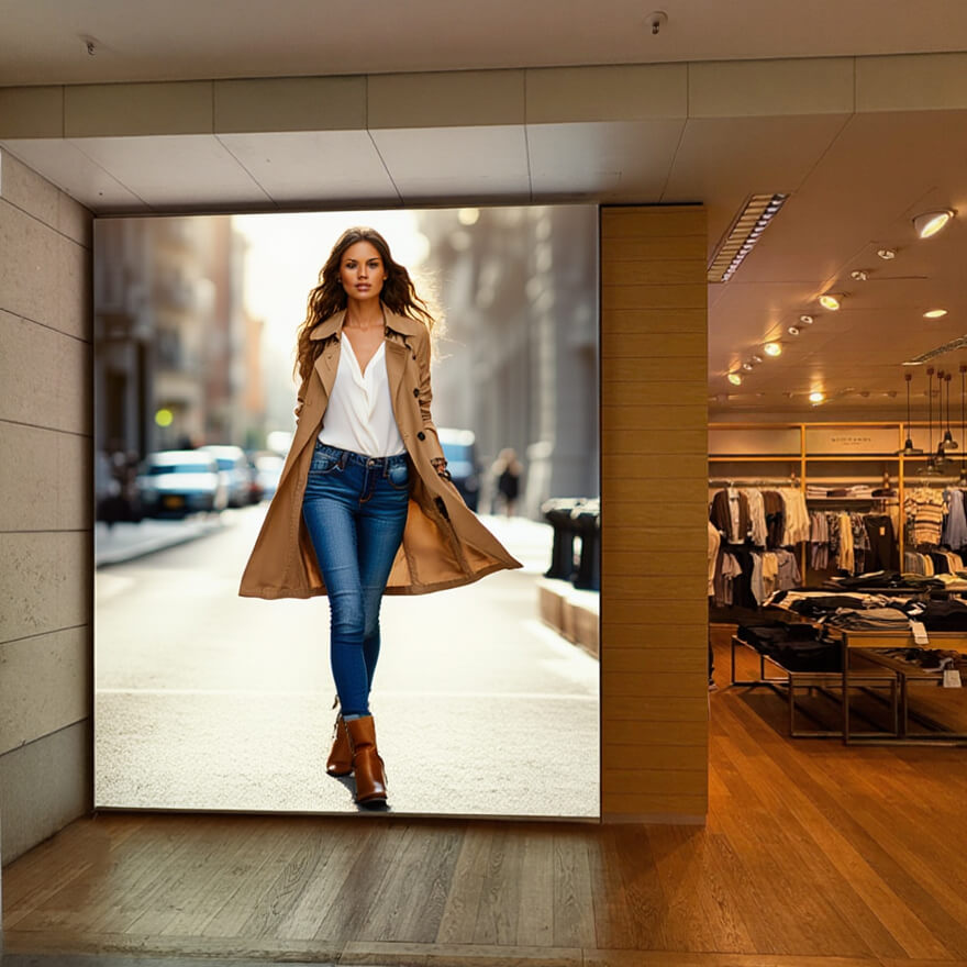 Textilspannrahmen beleuchtet im 100 mm Profil mit Kanteneinstrahlung Primex