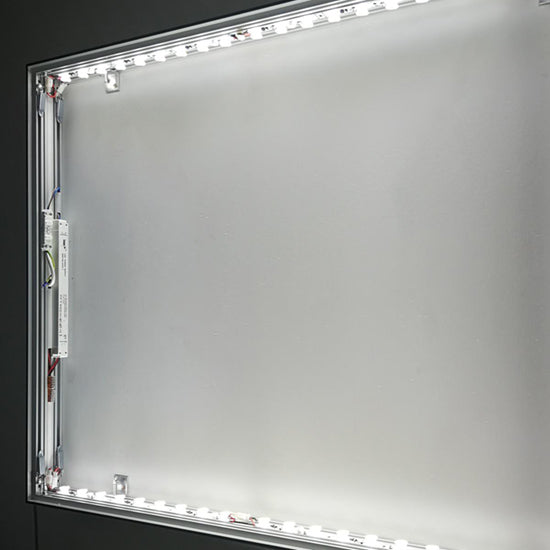 Textile stretching frame illuminated 100 mm - wall mounting silver