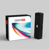 LEDUP Counter One – mobile LED Messetheke mit Transportkoffer und Stoffbanner.