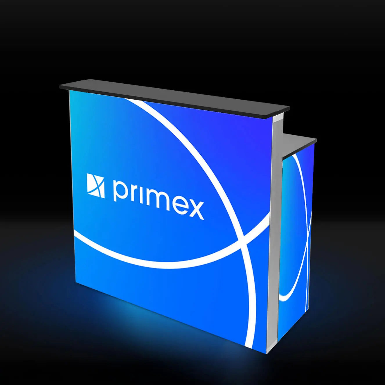LED-Messetheke Lightbox Flex mit Ablagefläche
