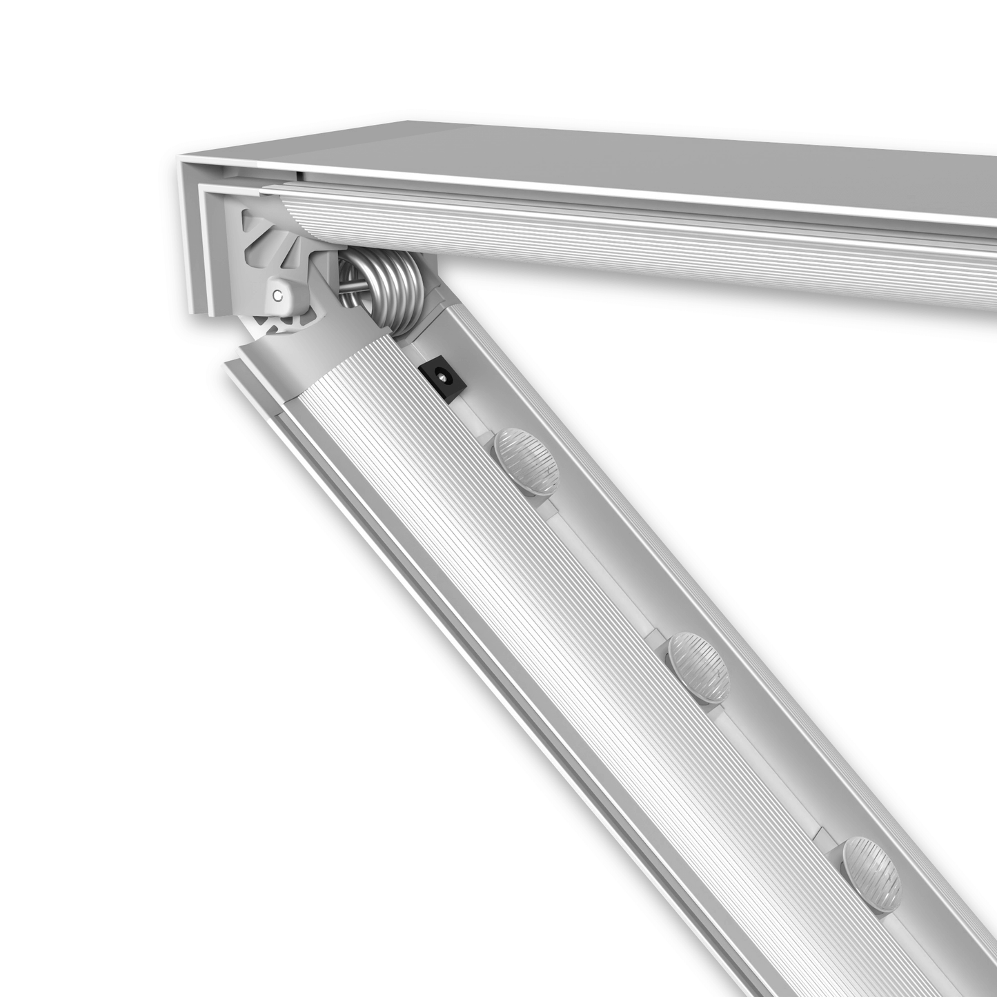 Detailansicht des Klappmechanismus der beleuchteten Messestele Lightbox Fold 2go