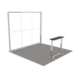 Ansicht der beleuchteten Messetheke und Messewand Lightbox Pro 2go ohne Stoffbespannung.