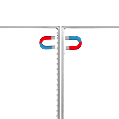 Magnetverbindung zwischen 2 beleuchteten Messestelen Lightbox Fold 2go
