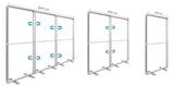 Messewand Lightbox Fold 2 go - Mehrere Messewände ohne Stoffbanner hintereinander aufgestellt und durch integrierte Magnetverbindungen im Profil miteinander verbunden.