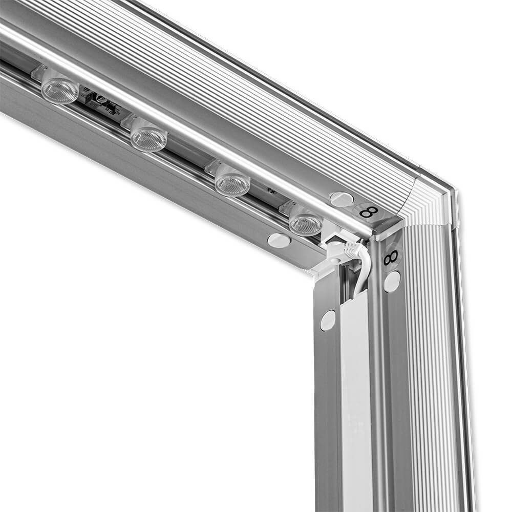 Ecke mit LEDs der Messewand Lightbox Pro 2go