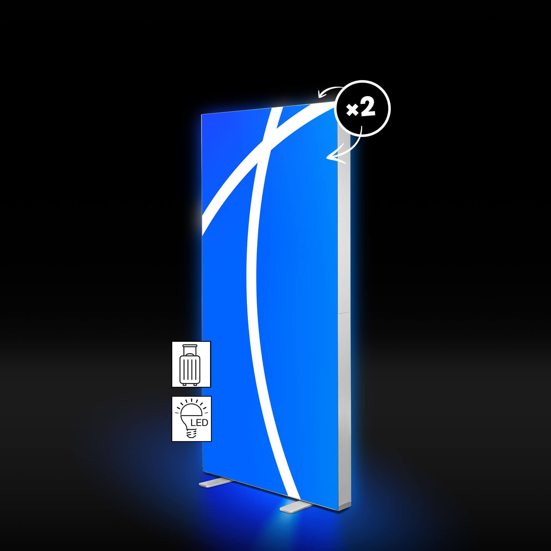 Panneau d'exposition LIGHTBOX FLEX 2go 2.0 - avec sac à roulettes