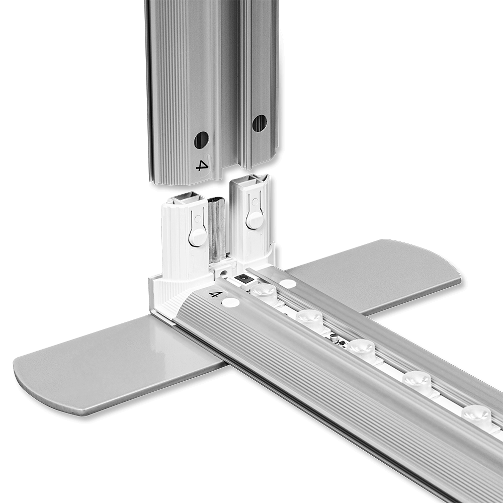 Detailansicht der Steckverbindung  des Messesystems Lightbox Pro 2go ohne Textilbespannung