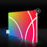 Beleuchtete Messewand Lightbox Wall 2go mit beidseitigem Stoffbanner.