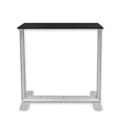 Beleuchtete Messetheke ohne Textilbespannung und schwarzer Tischplatte