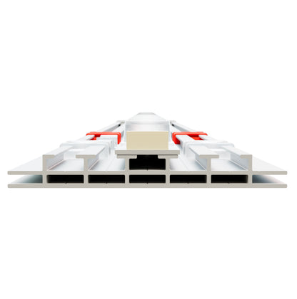 Querschnitt eines stabilen Aluminiumprofils der modularen LED Lichtwand BIG LED UP.