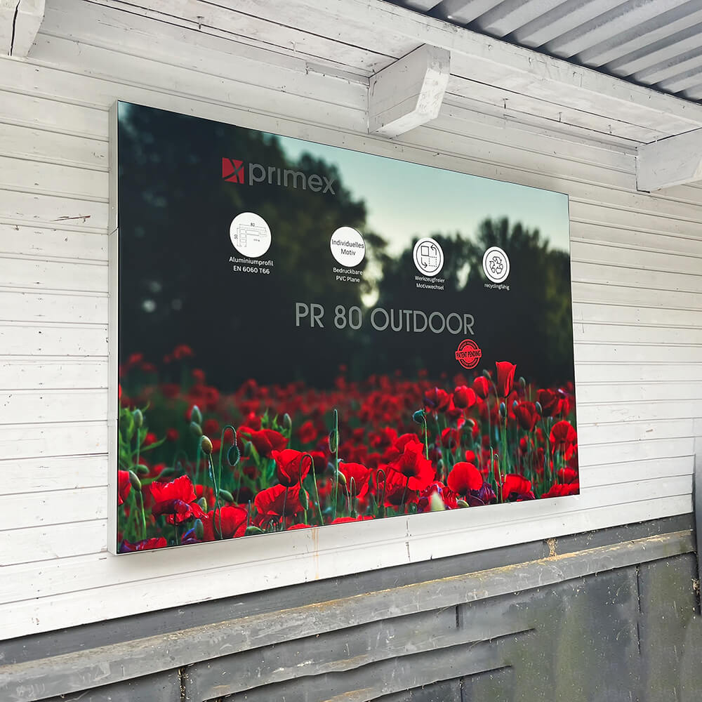 Outdoor Rahmen mit Spanntechnik für PVC Plane PR80 von Primex. 