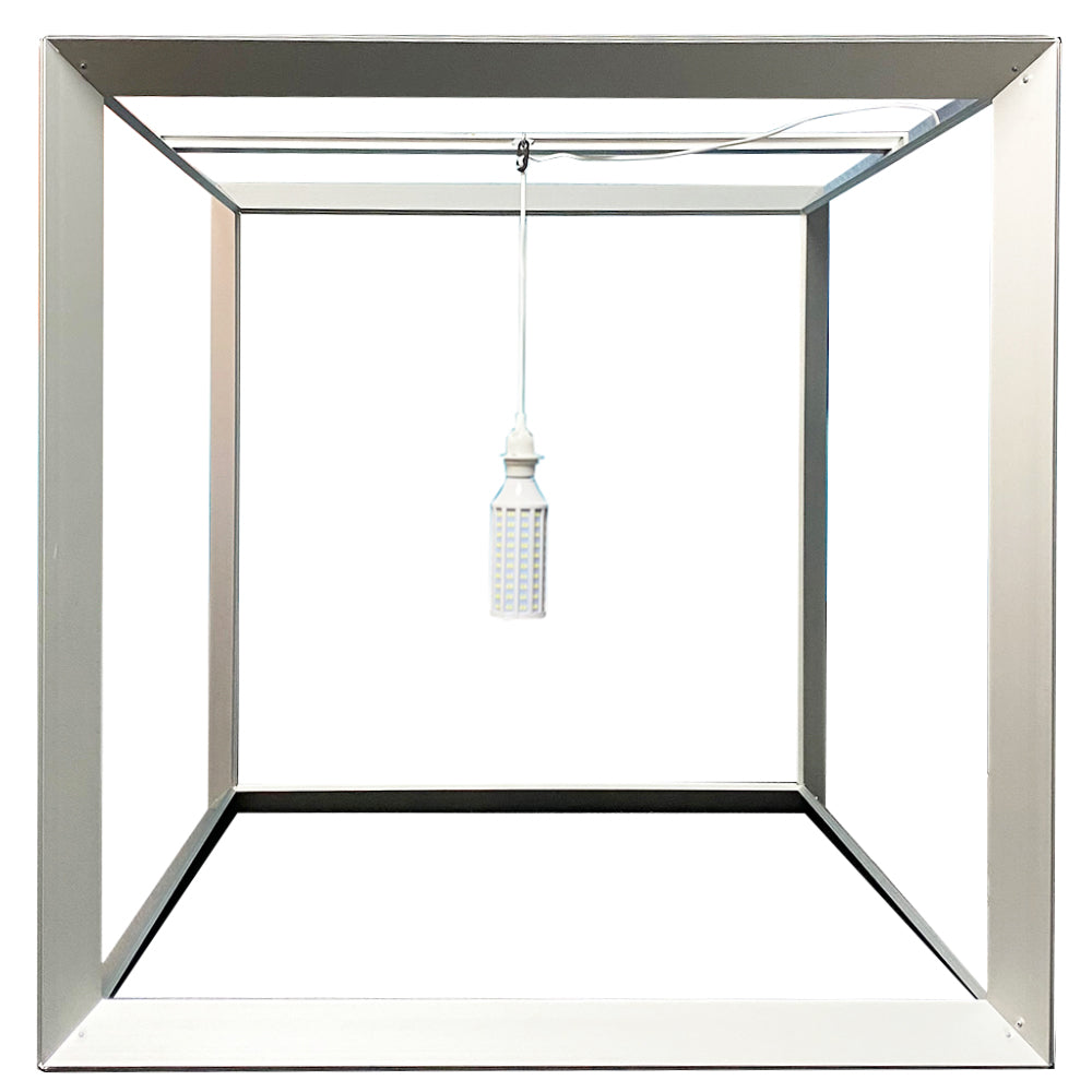 LED-Messewürfel aus Cube light Profilen mit 360° Beleuchtung, ohne Textil