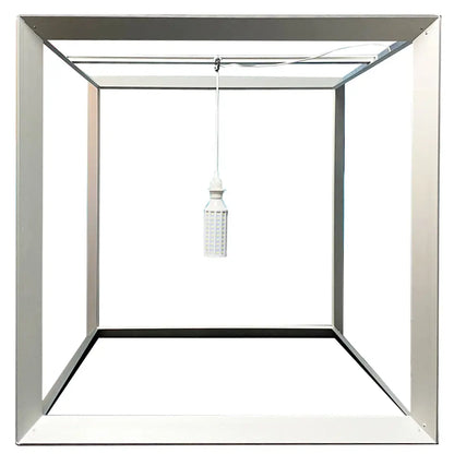 Deckenhänger aus Cube light Profilen mit 360° Beleuchtung, ohne Textil