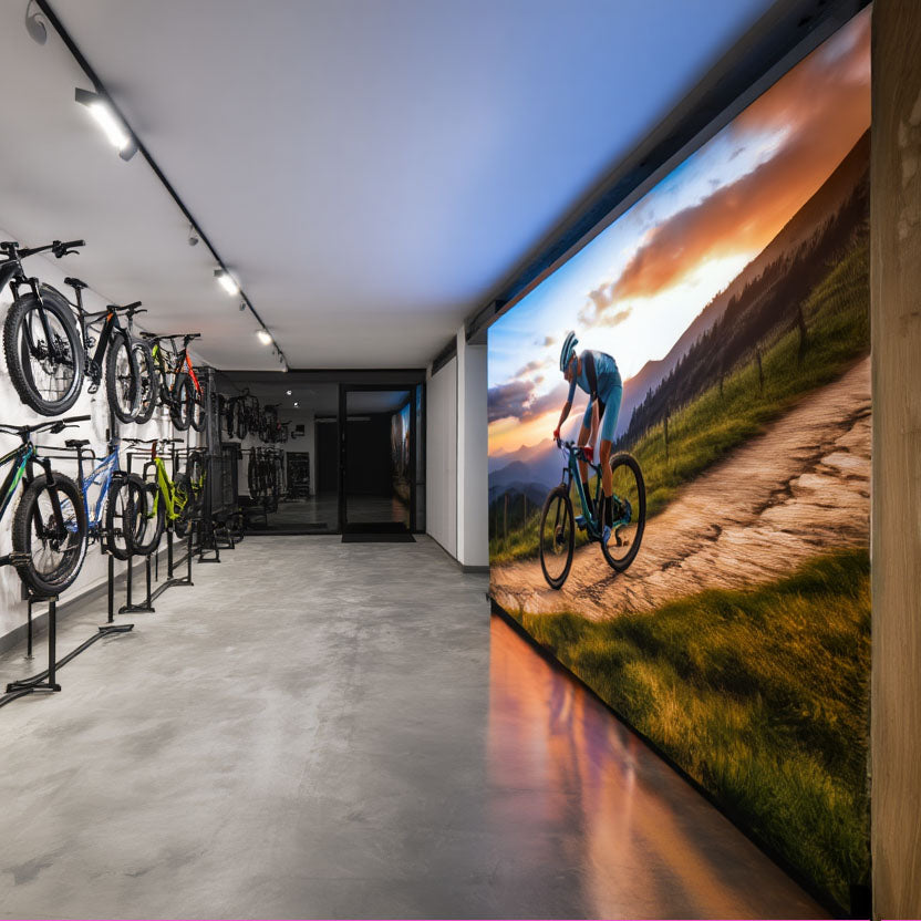 Textile stretching frame illuminated 100 mm - wall mounting silver