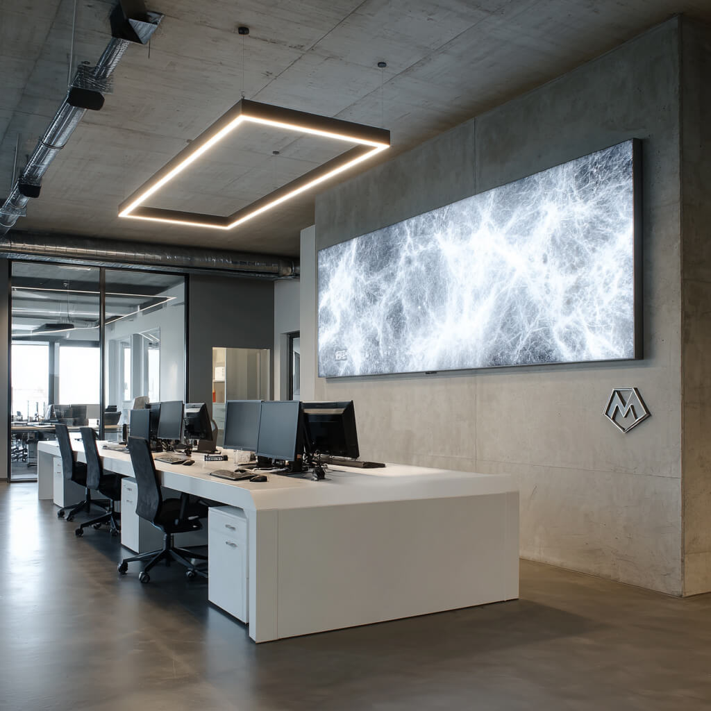 Textile stretching frame illuminated 100 mm - wall mounting silver
