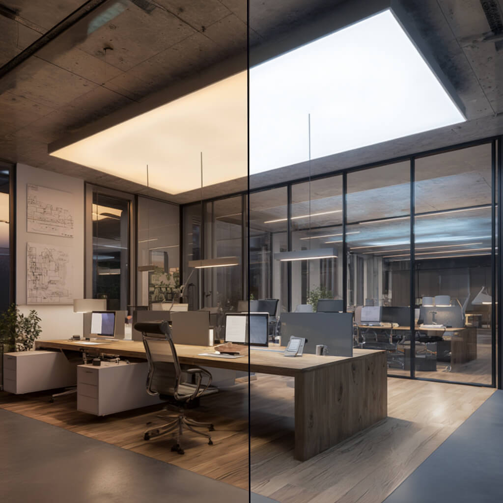 Textile stretching frame illuminated 100 mm - wall mounting silver