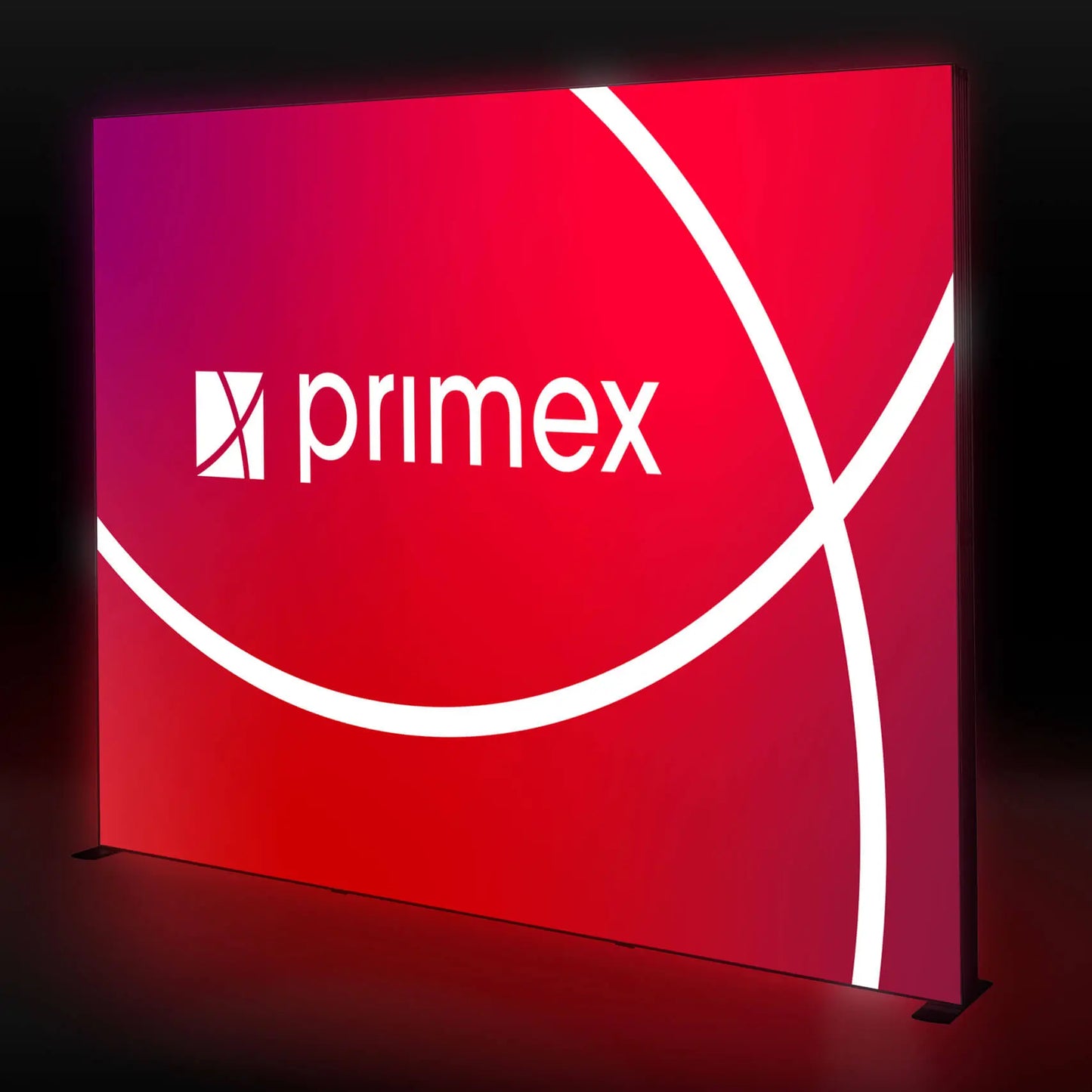 Messewand LIGHTBOX PRO 2go Black Pro Media Plus 300cm mit Stoffbanner  rot.
