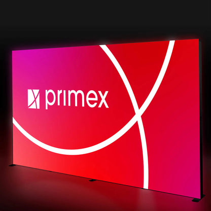 Messewand LIGHTBOX PRO 2go Black Pro Media Plus 400cm mit Stoffbanner  rot.