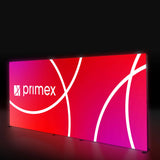 Messewand LIGHTBOX PRO 2go Black Pro Media Plus 500cm mit Stoffbanner  rot.