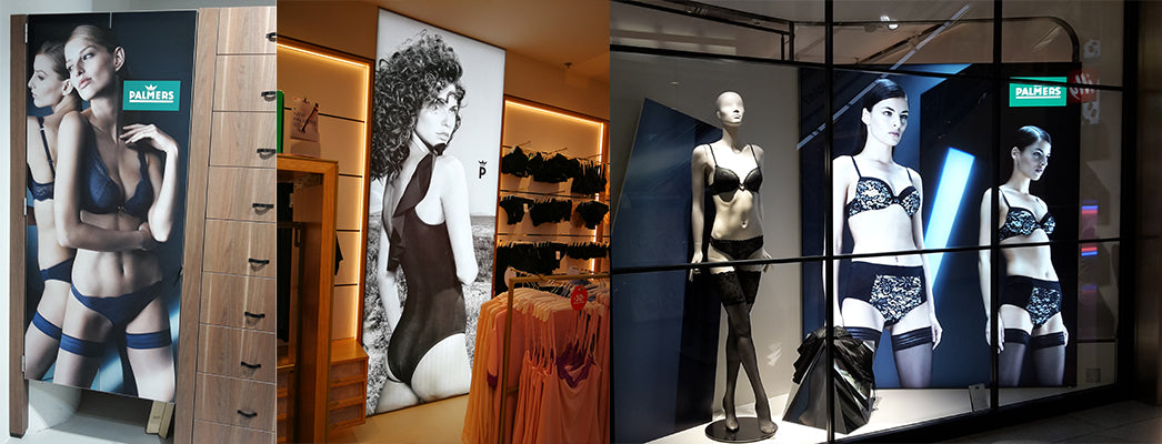 Verschiedene LED Lichtwände in einem Palmers Store.