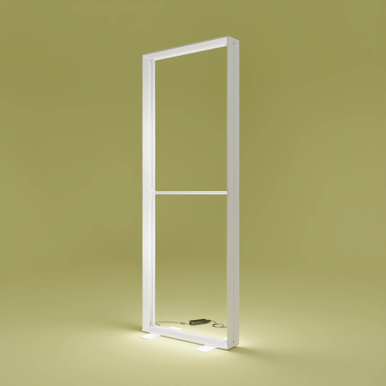 Produktbild des beleuchteten PIXLIP GO Rahmens ohne eingespanntem Textildruck .