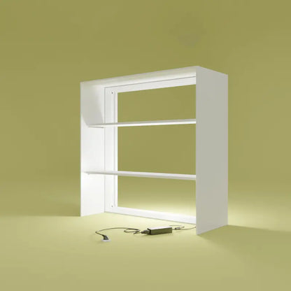 PIXLIP GO Counter L frame without Stoffbanner print, with built-in LED lighting and power connection.